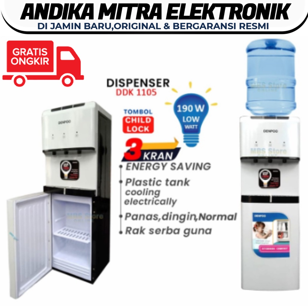 Dispenser DDK 1105 Electro Terbaru &amp; Super Hemat Listrik 3 Kran Panas Dingin Fresh