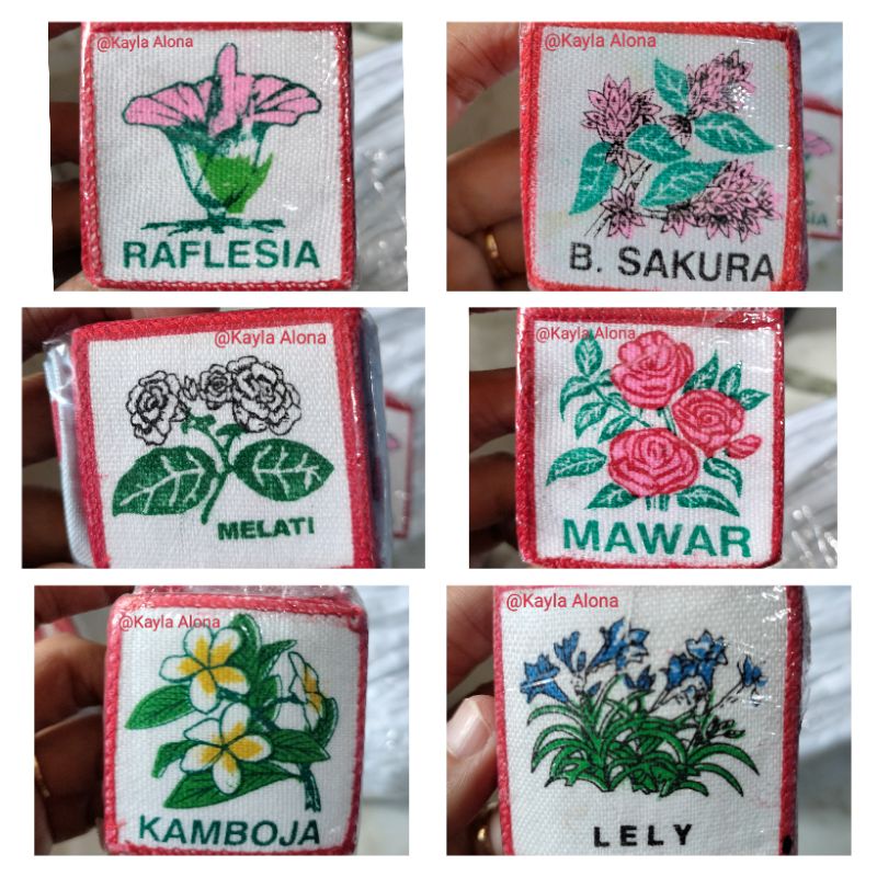 ( Harga Per 1pcs / Ecer ) REGU PRAMUKA Nama&quot; Bunga Untuk PUTRI ( SABLON )