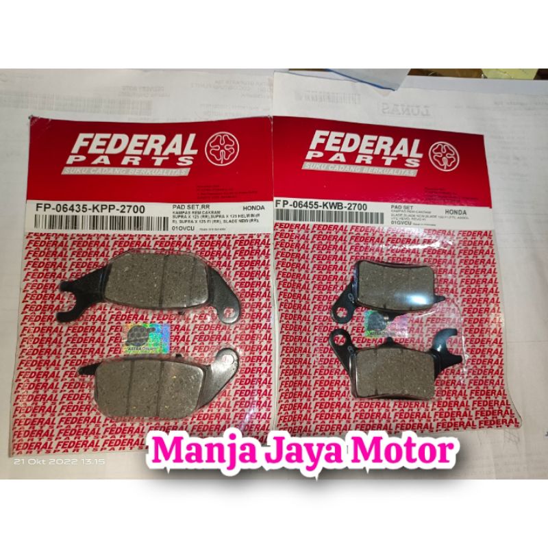 Paket kampas rem depan &amp; belakang blade new double disk/supra x 125 series double disk Federal parts