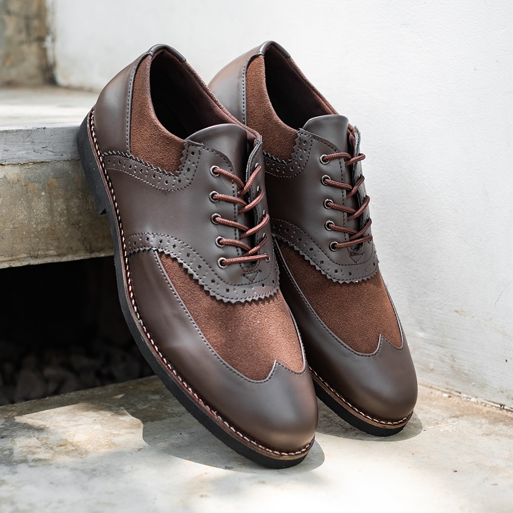 LEEDS BROWN |ManNeedMe x Lvnatica| Sepatu Pantofel Pria Formal/Kantor ORI