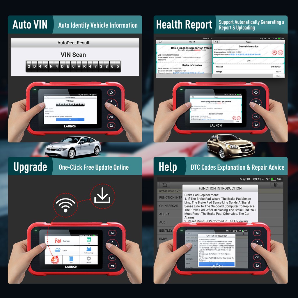 LAUNCH CRP123i Professional Mobil Scanner Obd2 Alat Scanner Mobil OBD2 Scanner OBDII Car Scanner ODB2 Car Diagnostic Tool Check Engine/ABS Airbag /SRS /Transmission Automotive Auto Diagnostic Scan Tool ODB 2 Car Code Reader Free Update LAUNCH Scanner