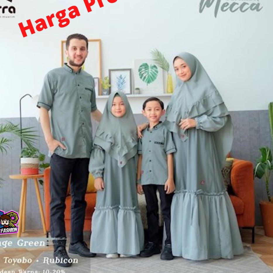 Trend 정 Mecca Sage Green Baju Koko Kokoh Gamis Abaya Dewasa Ayah Ibu Anak Cowok Cowo Cewek Cewe