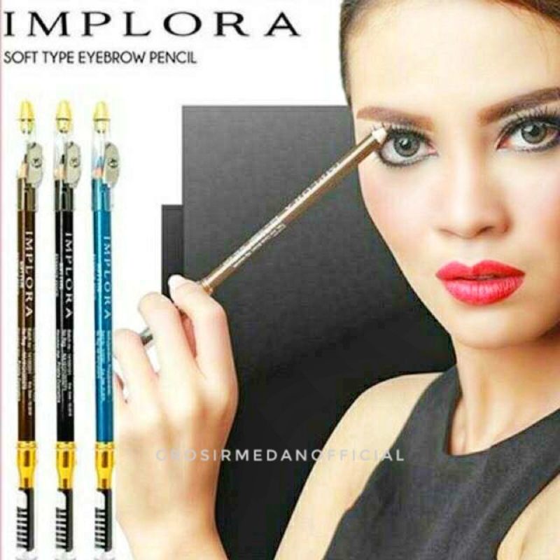 IMPLORA PENCIL PENSIL ALIS TAHAN AIR WATERPROOF - TAHAN LAMA, TIDAK MUDAH LUNTUR, ADA SIKAT DAN SERUTAN