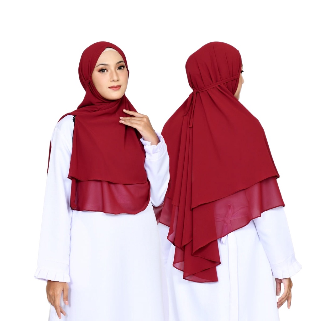 Azzahra Bergo Instan Syari Jilbab Bercadar Zipper Resleting + Cadar Tali