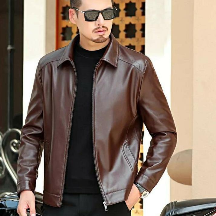 Tren Kekinian.. Jaket Kulit Asli Pria Original Elegant Black Brownie ARL 033 Silverstone RFLH Ariel