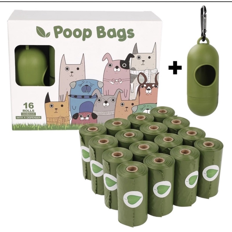 Plastik Kotoran Binatang Anjing Kucing Poop Bags Biodegradable 16 PCS