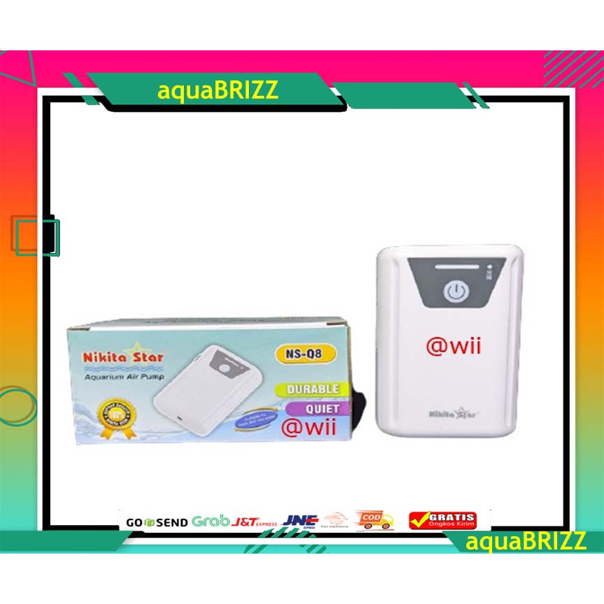 Aerator pompa gelembung udara AC DC USB baterai Nikita Star NS Q8 Q9 - Q8 (1 lubang)