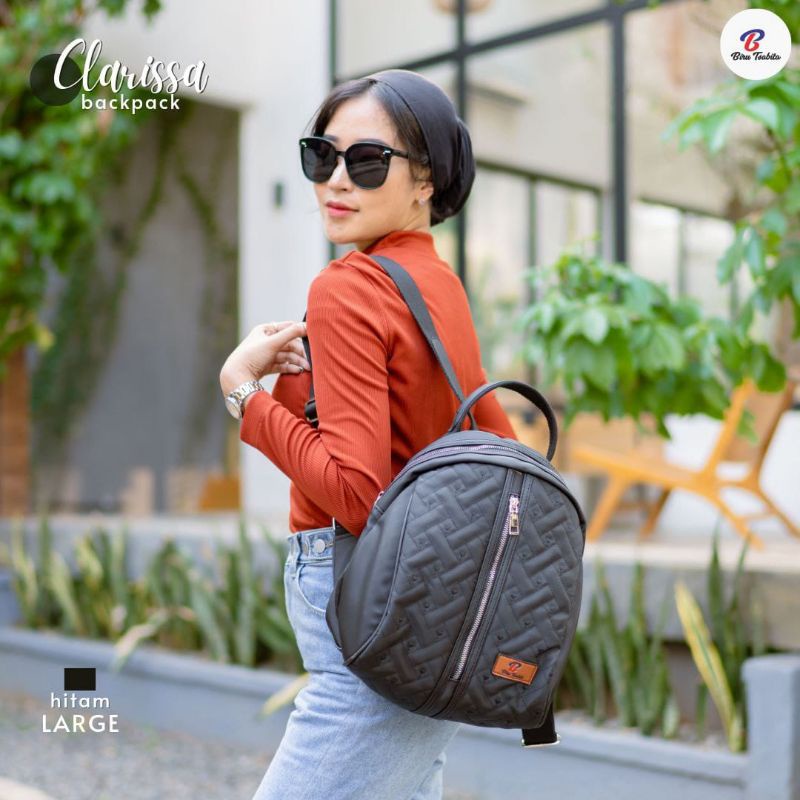 CLARISSA BAG BY BIRU TSABITA BAHAN CHOCOLY KOMBINASI BORDIR ANTI AIR RANSEL JUMBO