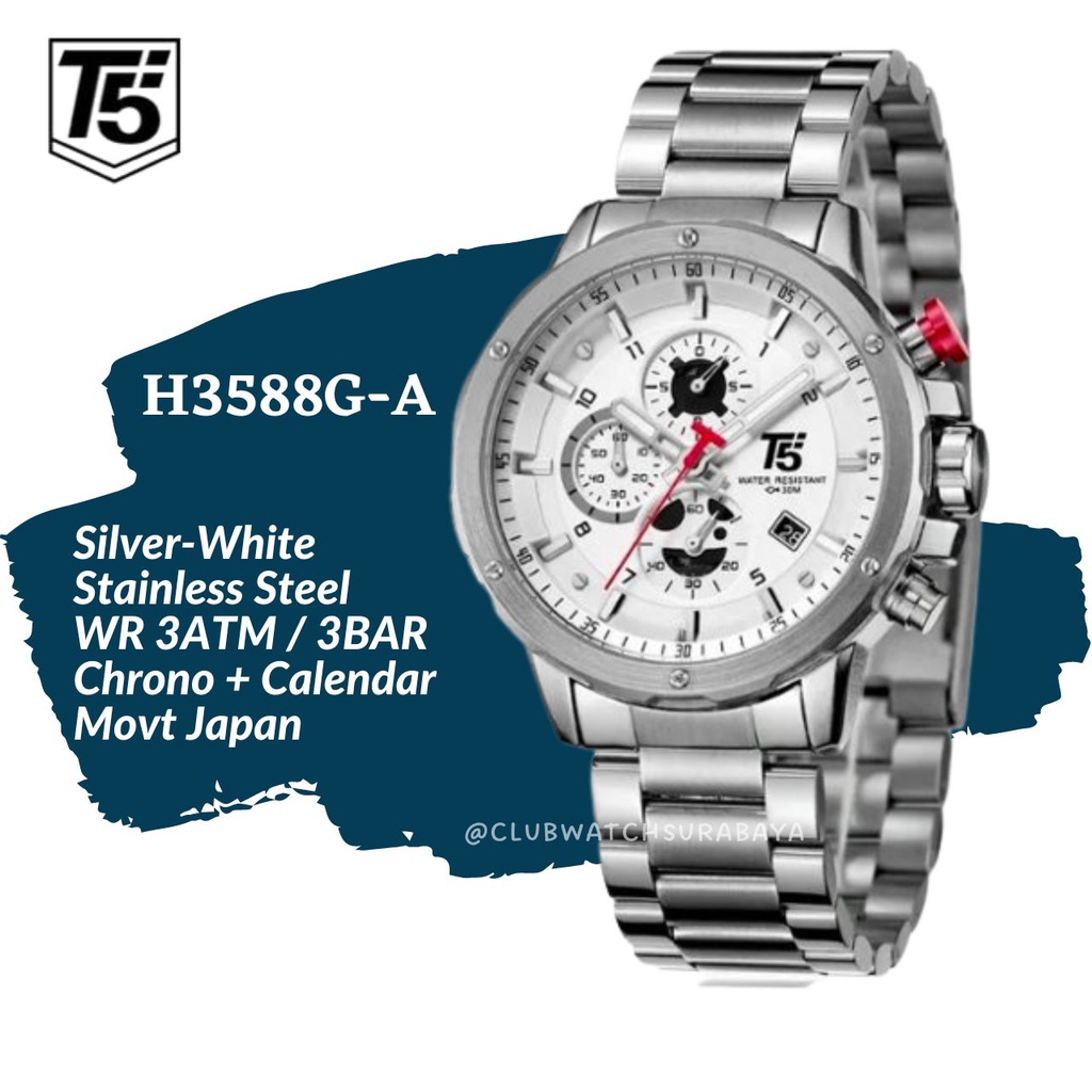 Jam Tangan Pria T5 H3588G-A Original Chronograph Free Box Unik / T5 H3588G-A Jam Tangan Laki-Laki Ch