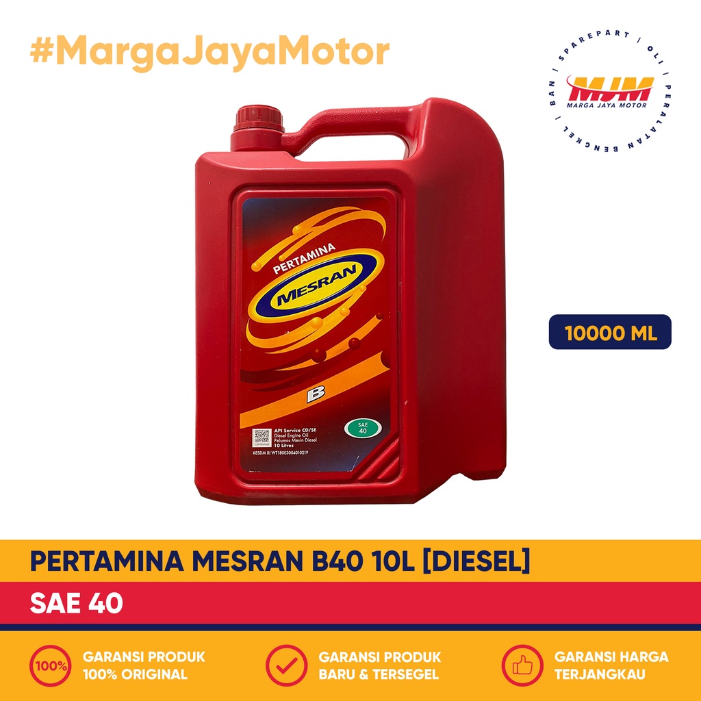 Mesran B40 Sae 40 Diesel 10000ml Pertamina Oil 10L