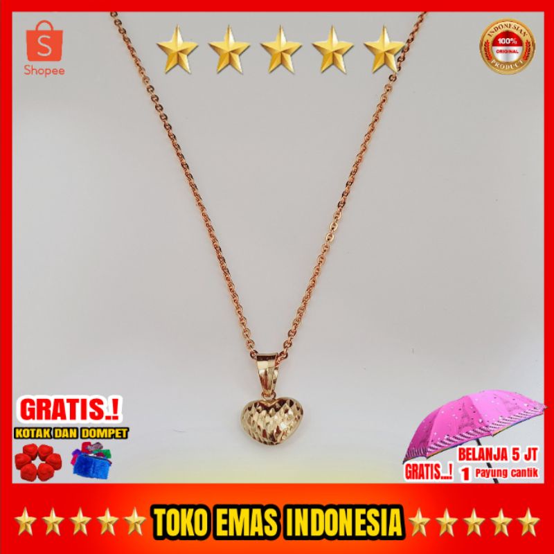 kalung nory + liontin emas asli kadar 375