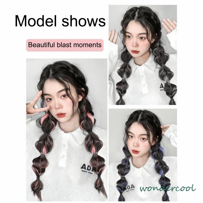 Ekor Kuda Poni Ganda Tinggi Wanita  Sorot Lantern Puff  Kepang Twist  Kepang Wig Tali-Won