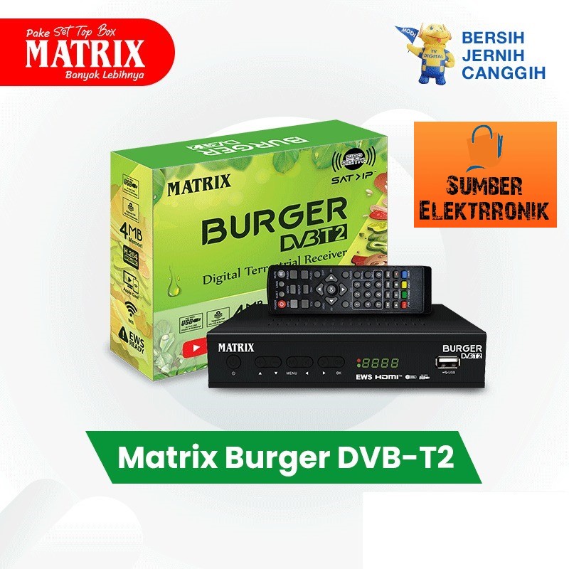 Set Top Box Tv Digital Matrix DVB T2 Apple HD EWS / set top box dvb t2 / set box burger / box tv digital / set top box tv tabung / stb dvb t2