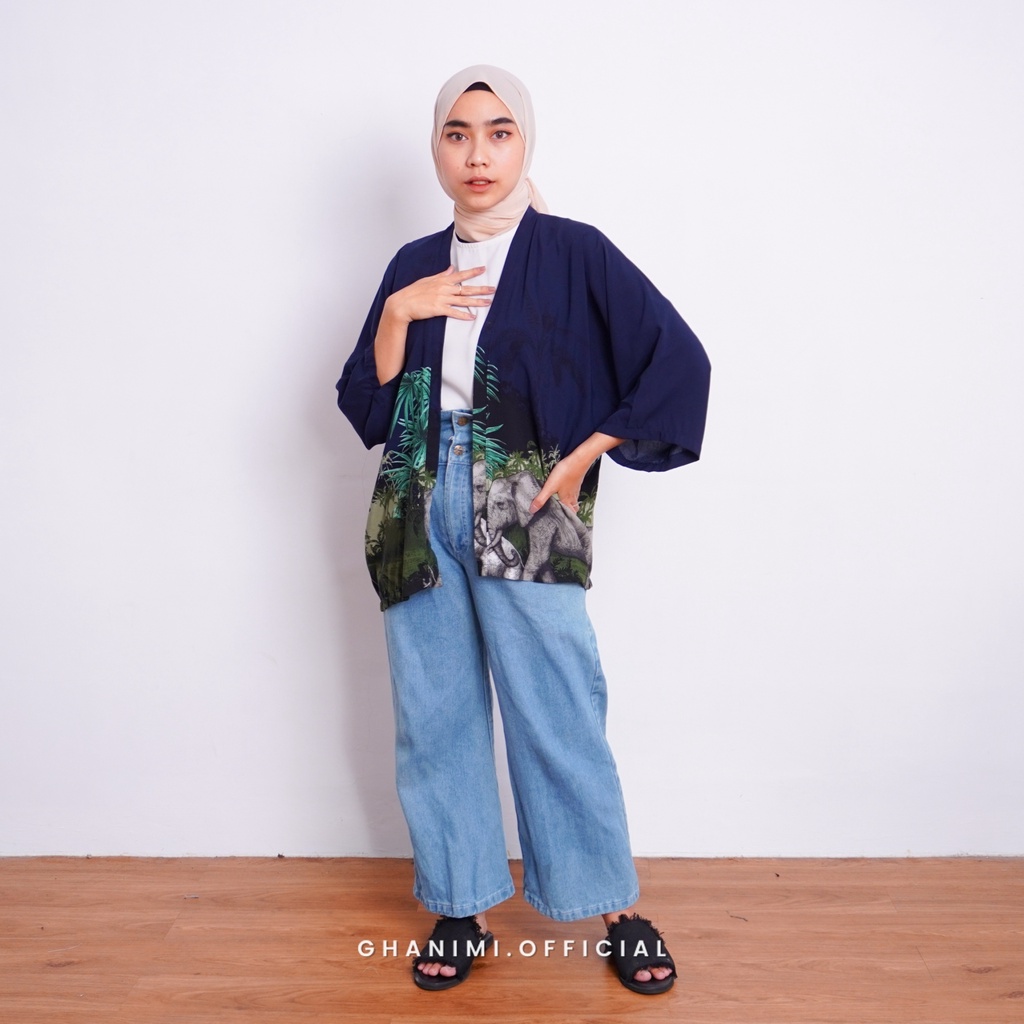 Ghanimi - Moana Outer / Outer Batwing Motif / outer pantai / outer rayon motif / outer lengan 3/4 / outer casual floral