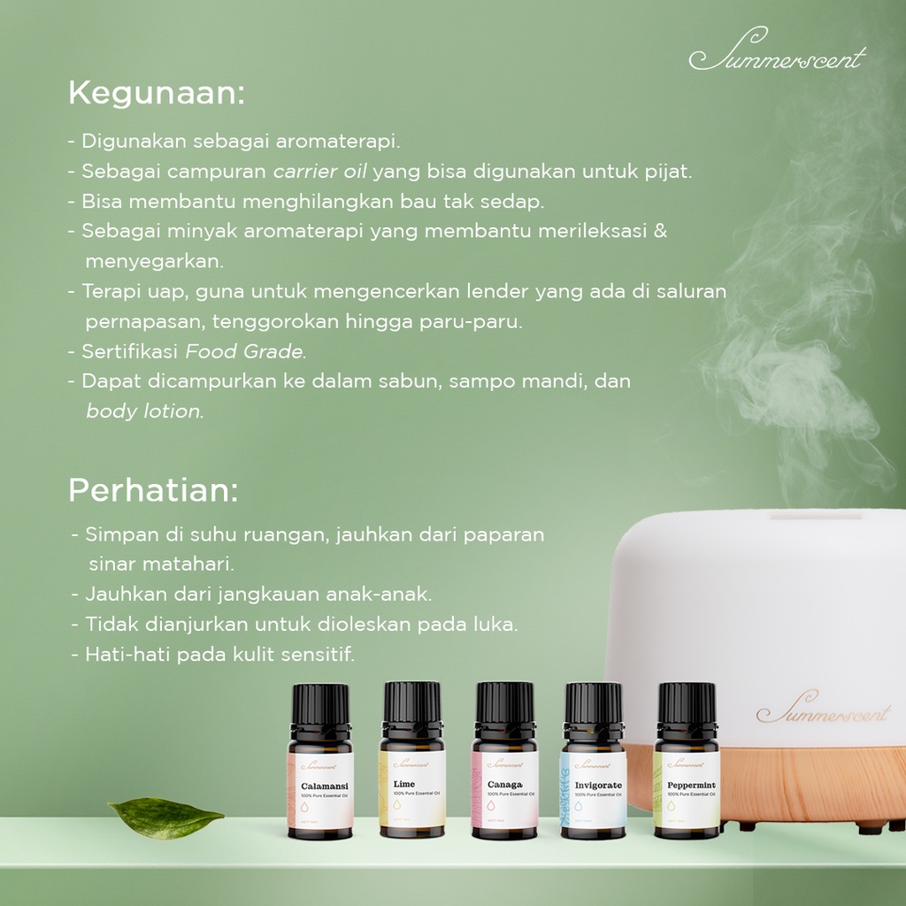 Pengharum Ruangan Pewangi Ruangan Otomatis Essential Oil Summerscent Essentials Esensial Oil Essential Oil Minyak Esensial Aromatherapy Bayi Diffuser Humidifier Cough And Flu 10ml