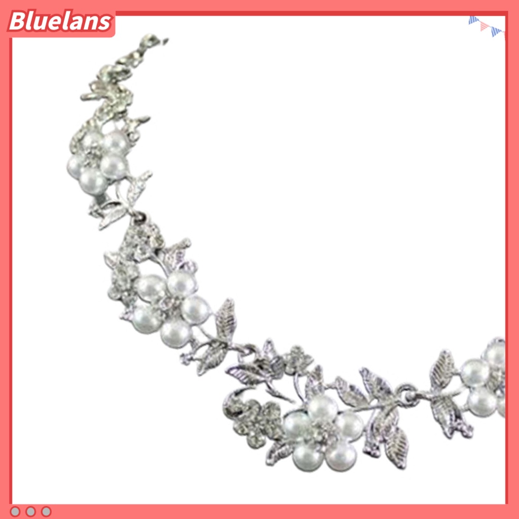 Bluelans 1 Set Necklace Eardrop Fashion Shiny Charming Faux Pearl Silver Plated Necklace Earrings for Women
