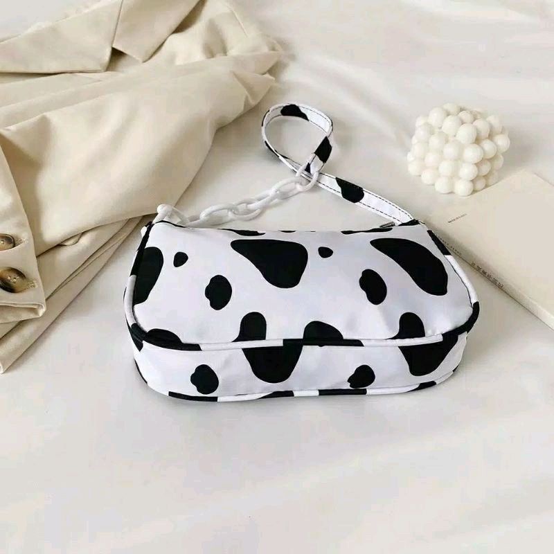 Tas Bahu Cow Pattern Shoulder Bag Sapi Rantai Shoulder Bag Tas Bahu