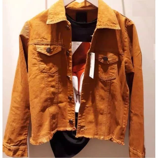 jaket wanita  Jaket Levis Jaket Jeans Wanita Yellow Mustard - Fringe Fifi hoodie termurah Jaket wani