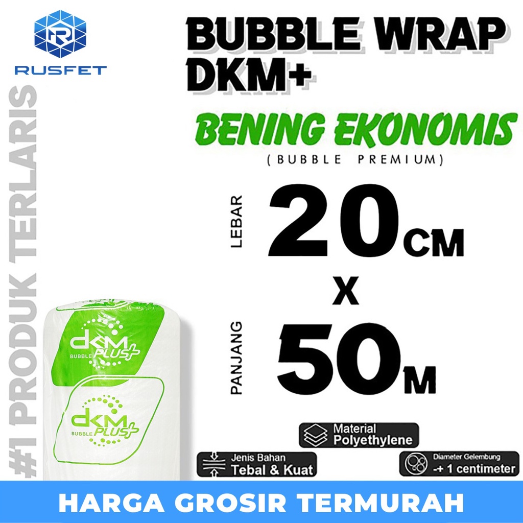 

Plastik BUBBLE WRAP 20cm x 50m BENING EKONOMIS BUBBLEWRAP DKMPLUS PER ROLL