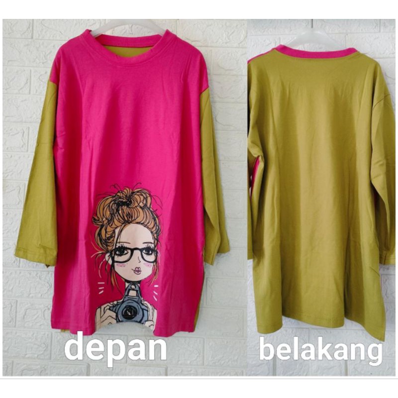atasan kaos combad wanita oversize