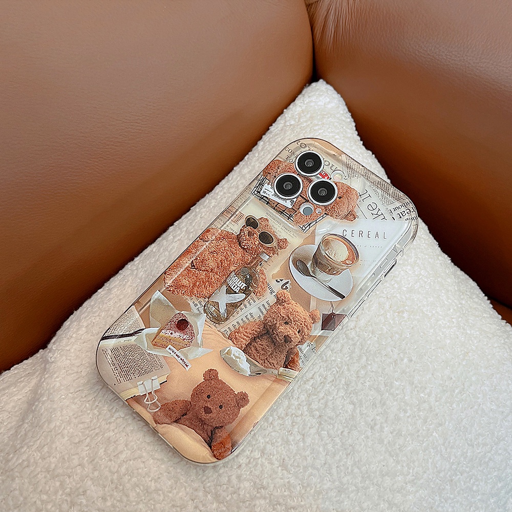 Case Pelindung Lensa Kamera Transparan Motif Teddy Bear 3D Untuk Iphone 11 12 13 14 PLUS PRO MAX