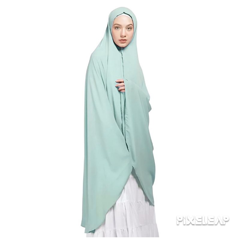 Hijab syari jumbo pet nonpet wollycrep-hijau wardah