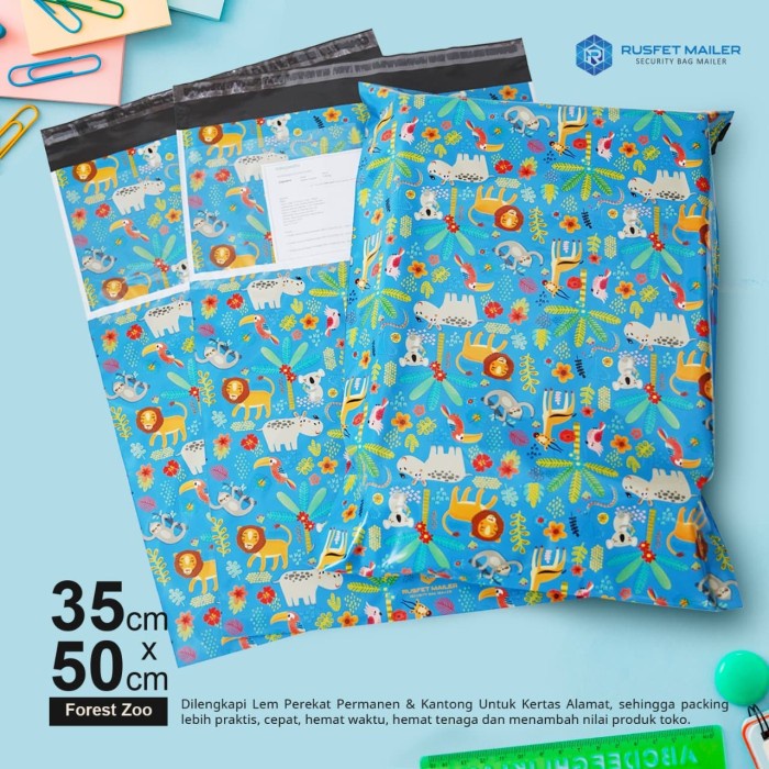 

Gilaa!!! Amplop Plastik Polymailer Forest Zoo ( Uk : 35Cm X 50Cm) Hemat
