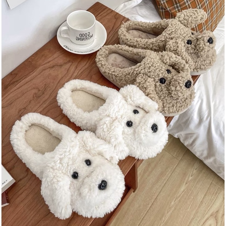 POODLE HOME SLIPPERS / INDOOR HOME SANDAL / SENDAL RUMAH HOTEL FASHION STYLE KOREA / SENDAL KAMAR TIDUR/ SANDAL BULU