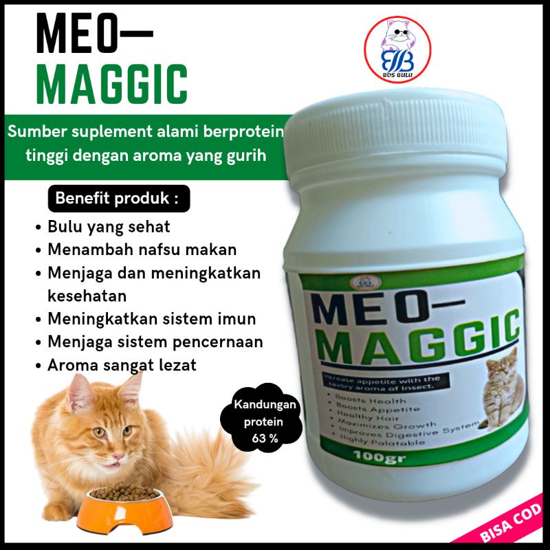 meo maggic suplemen vitamin nafsu makan penggemuk bulu kucing 100gram