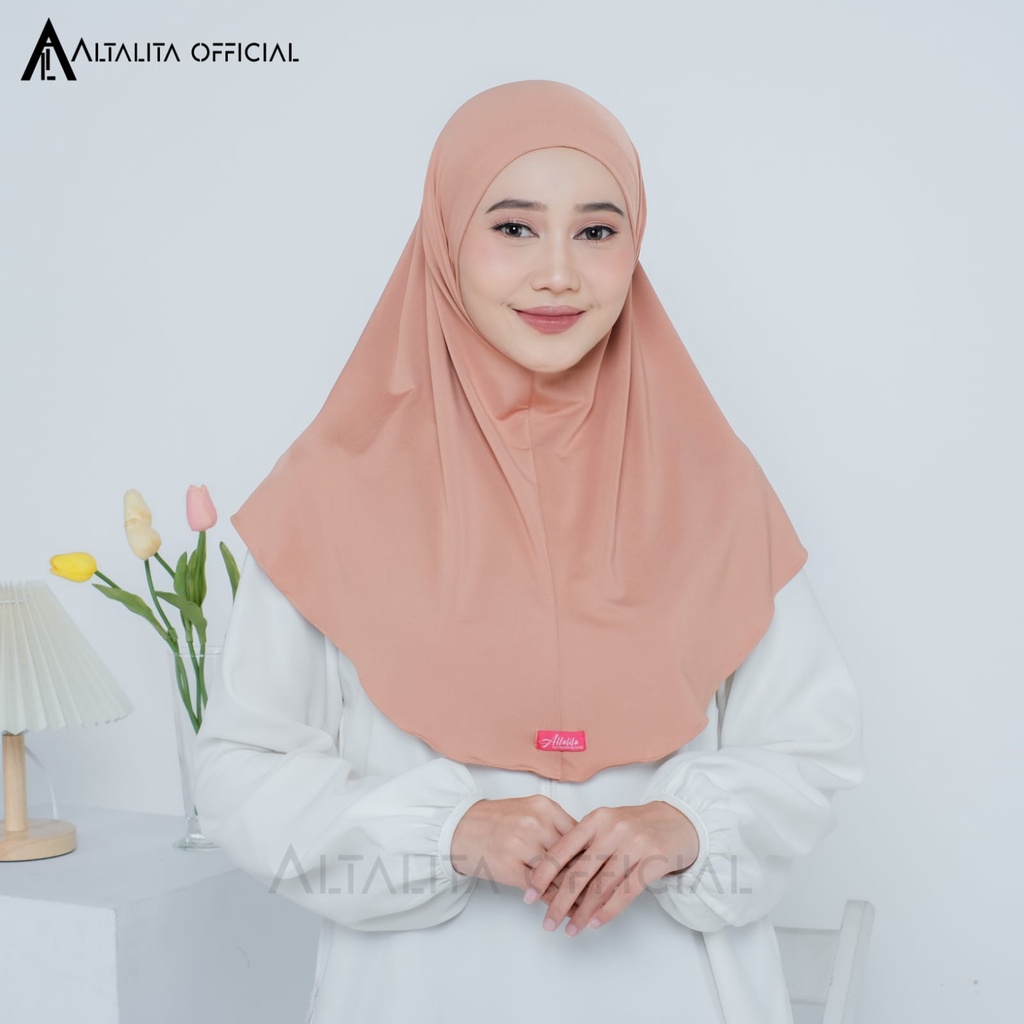 Altalita - Jilbab Bergo Instan Zaida Malay Non Pet Menutup Dada Terbaru | Kerudung Khimar Instan Syari Jersey Polos Non Pet | Hijab Instan Malaysia Jumbo Bahan Jersey Premium Non Pad Cocok untuk Sekolah Olahraga Volly Futsal Senam dan Sehari-hari