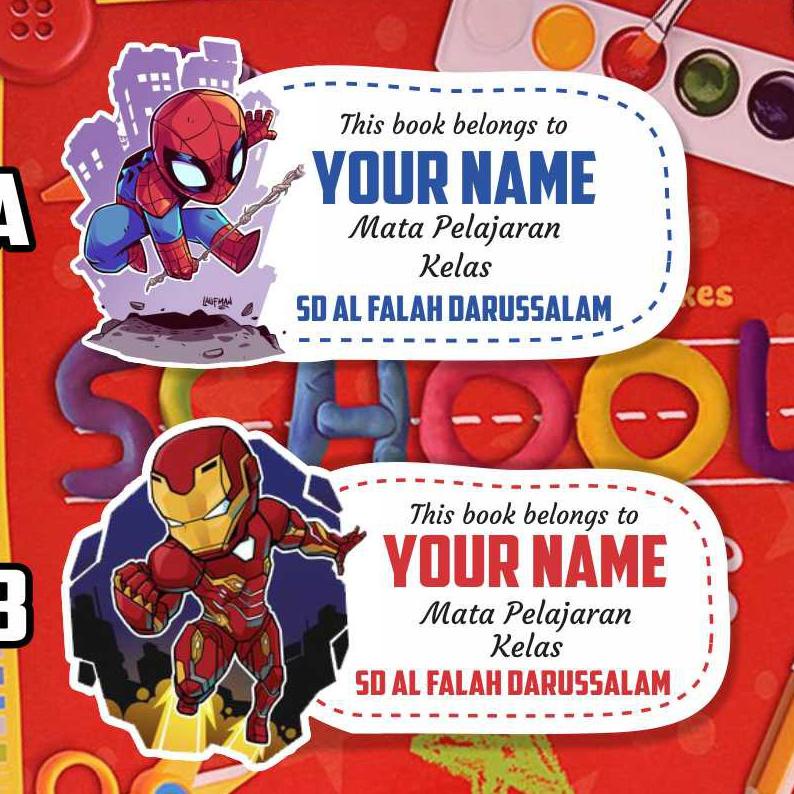 

Grosir Stiker nama sampul buku Tulis Tema Avengers Spiderman, Iron Man ⇵