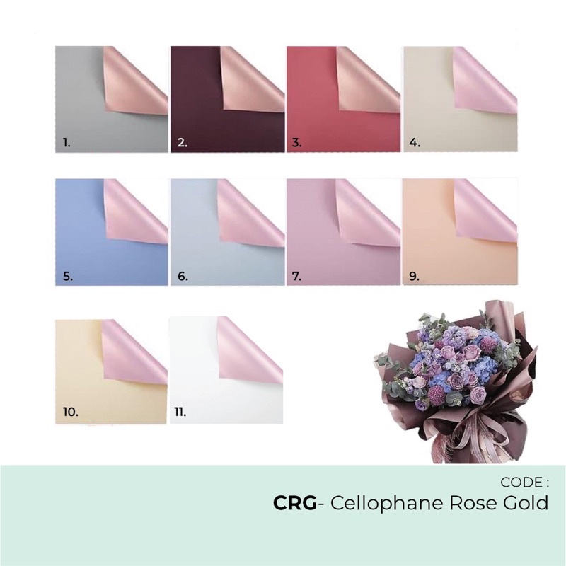 

Flower Wrapping Paper / Korean Wrapping Paper / Cellophane / Kertas Bunga Rose Gold - CRG
