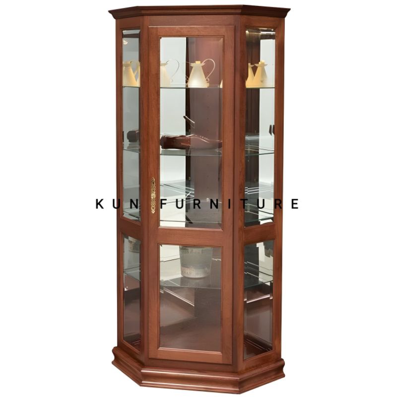 lemari sudut minimalis ruang tamu lemari sudut kaca kayu jati