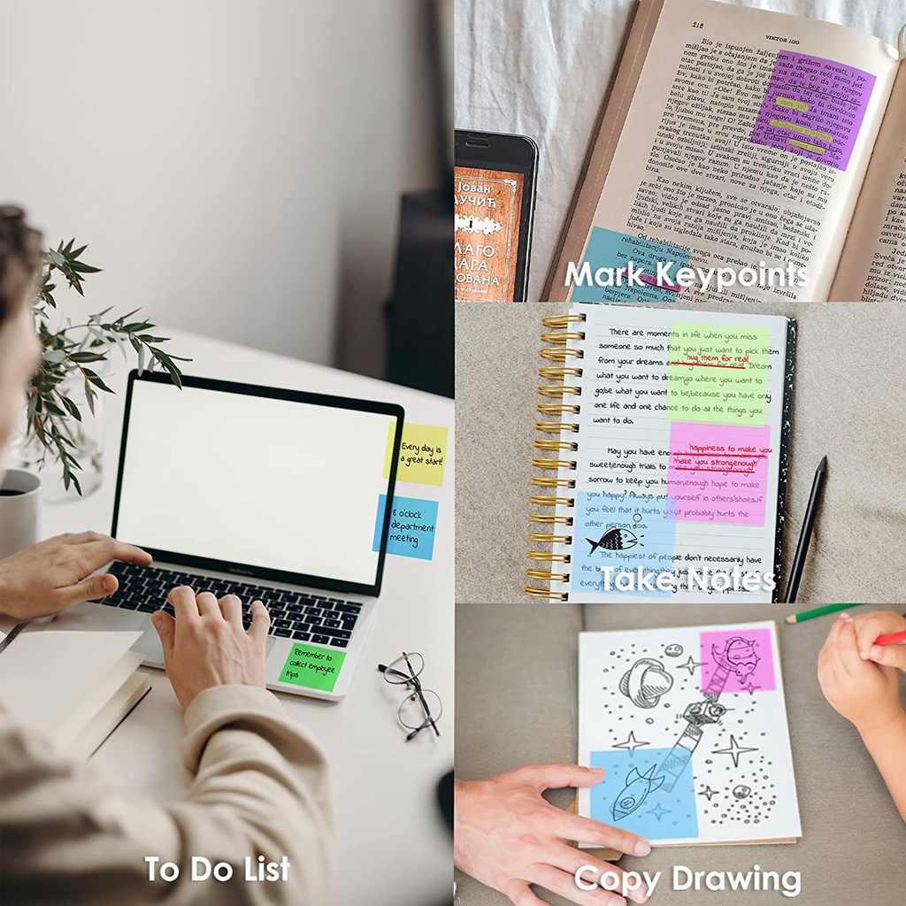 Sticky Notes Transparan 50 lembar anti Air tahan air / Transparent Sticky notes untuk sekolah kantor / memo bening tempel