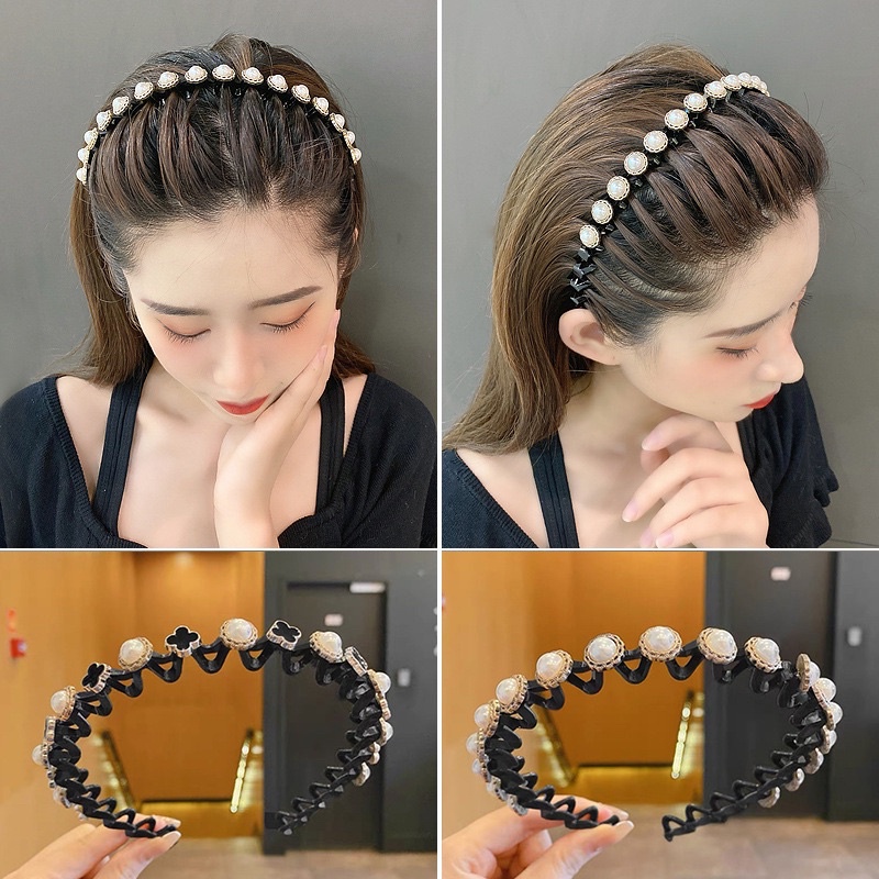 Delunashop MALL Bando Rambut Fashion Korea Dengan 16 Buah Manik Motif Mutiara