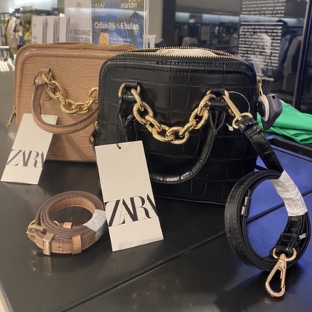 SALE‼️ZARA MINI CITY BAG WITH CHAIN CROCO