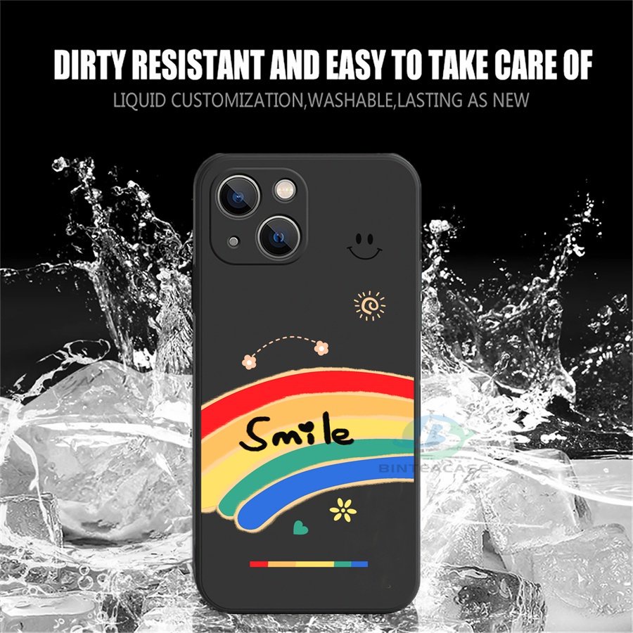 Redmi Note 11S 11 Pro Redmi 10 5G 10C 10A 9C 9T 9A Note10 5G Note 10S Note9 Note8 Note7 Poco M3 Pro X3 Pro NFC New Rainbow Smiling Face Lanyard Silicone Phone Case Binteacase