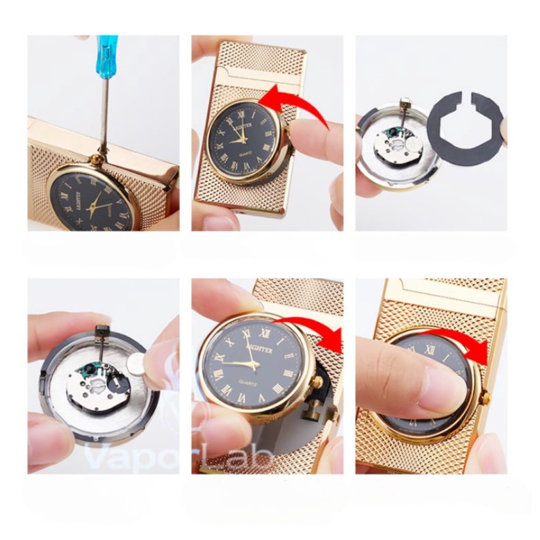 mancis korek api las model jam jet flame watch lighter denting gift box