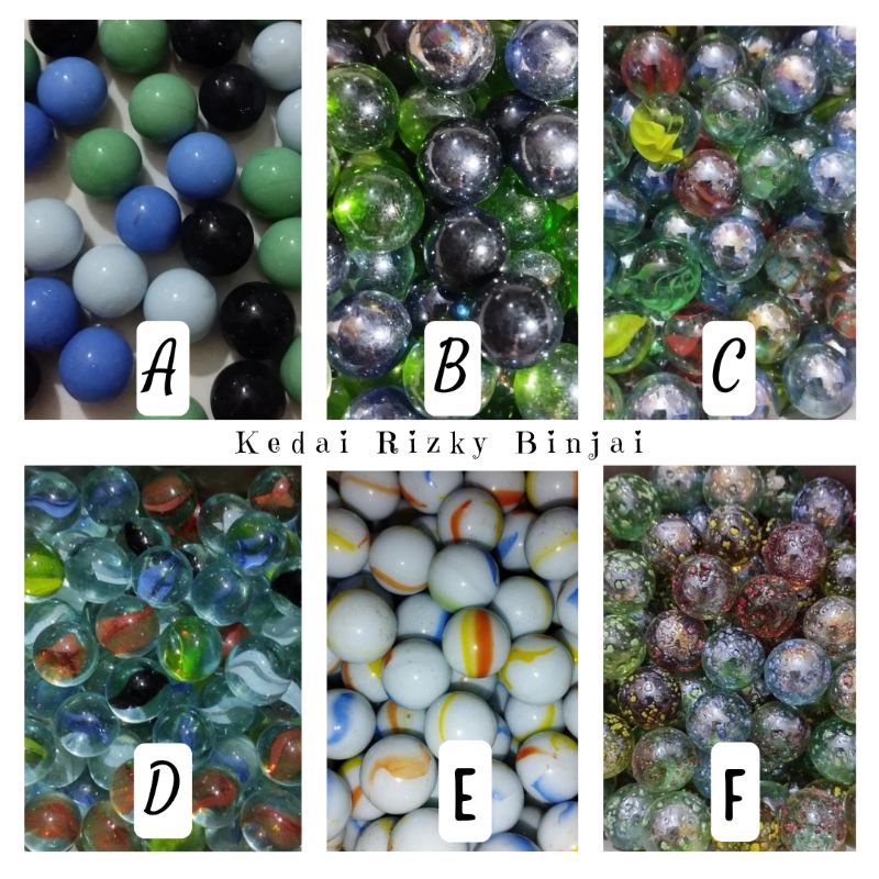 5 Pcs Kelereng Guli Gundu Marble Mata Kucing Metalik Wijen Susu