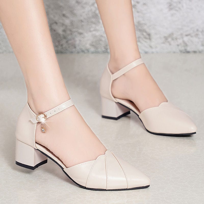 Heels Silang Gladiator Hak Pendek Pump Kotak Tahu Murah Heel Pesta Kerja Kantor Formal Model Import 