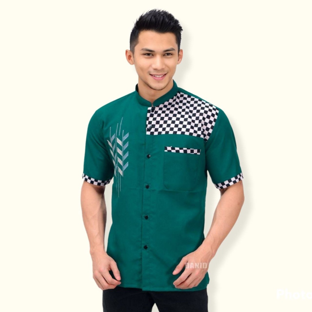 NEW BAJU KOKO BATIK EMAS LENGAN PENDEK BUSANA MUSLIM SERAGAM HADROH HILWA AZAHIR ALKHALIS 12.12