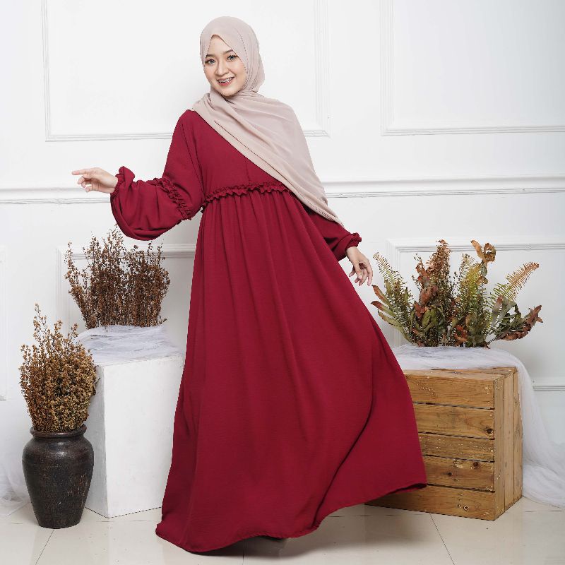 HAURA Baju Gamis Wanita cringkle Gamis Abaya bisa couple ibu anak