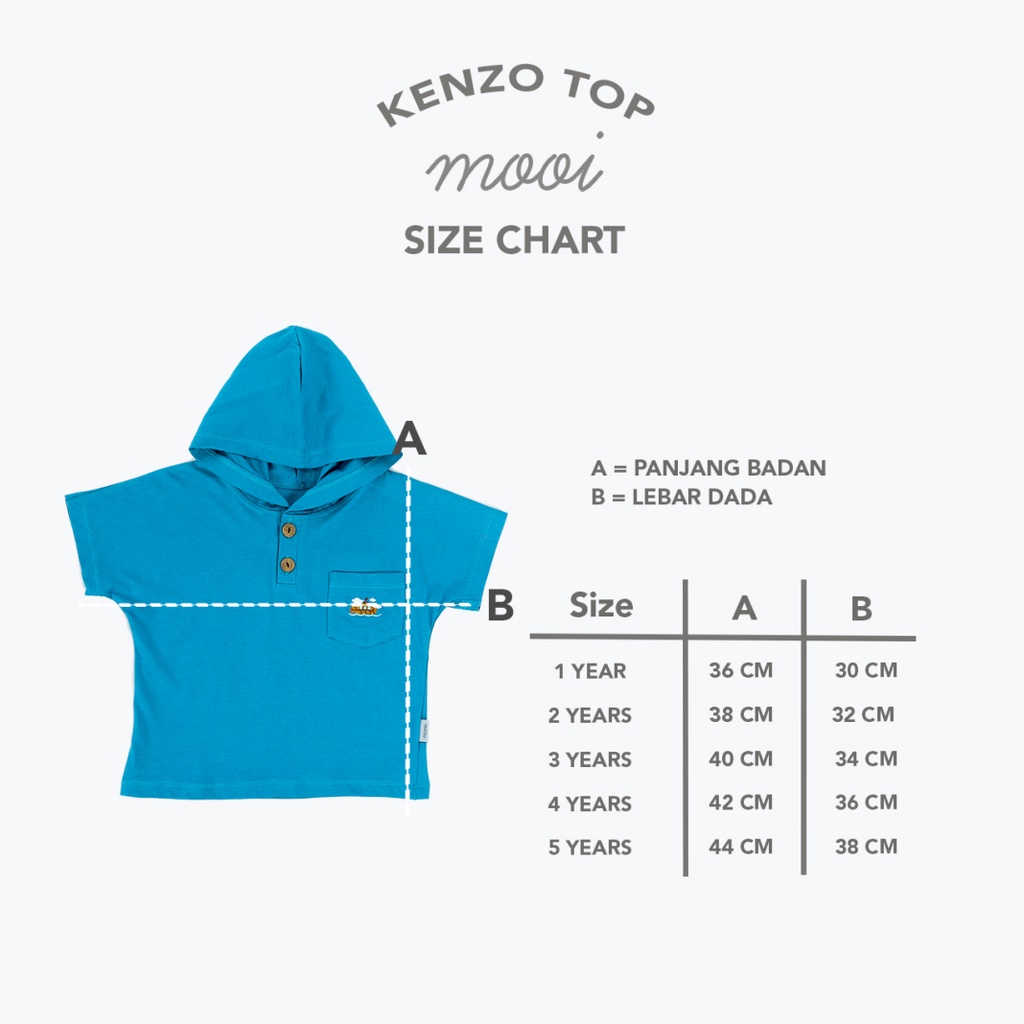 Mooi Ken-Zo Top 1-5 Tahun Atasan Hoodie Pendek Anak Unisex P10 CBKS