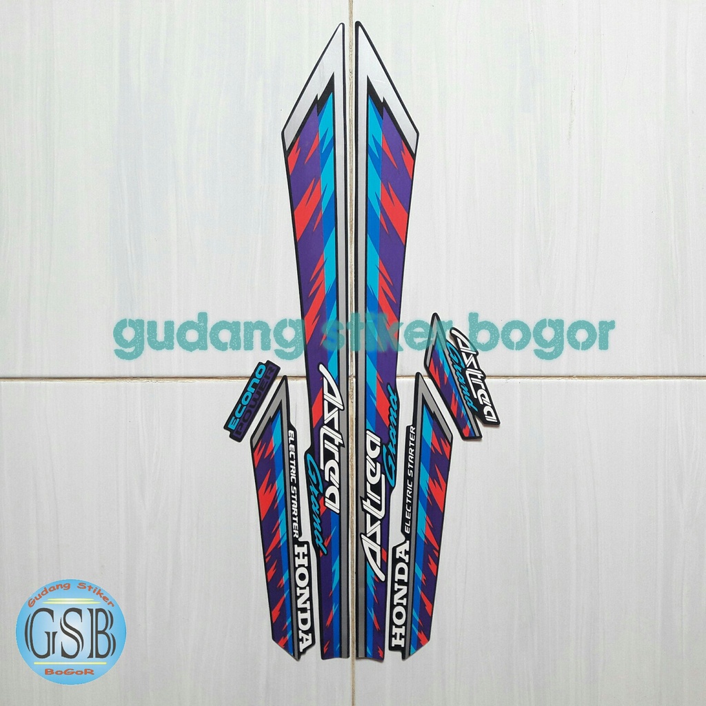 Stiker body Motor Honda Astrea Grand 93 Limited Edition biru-merah