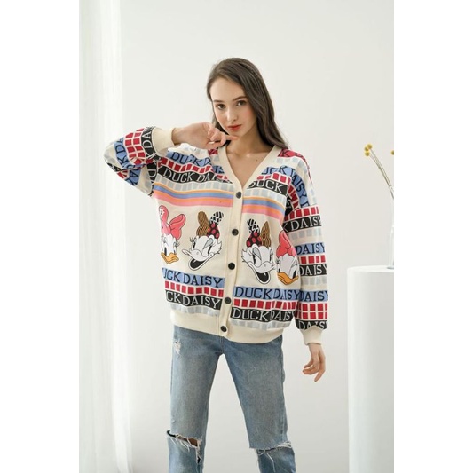READY  SWEATER WANITA IMPORT MOTIF DAISY