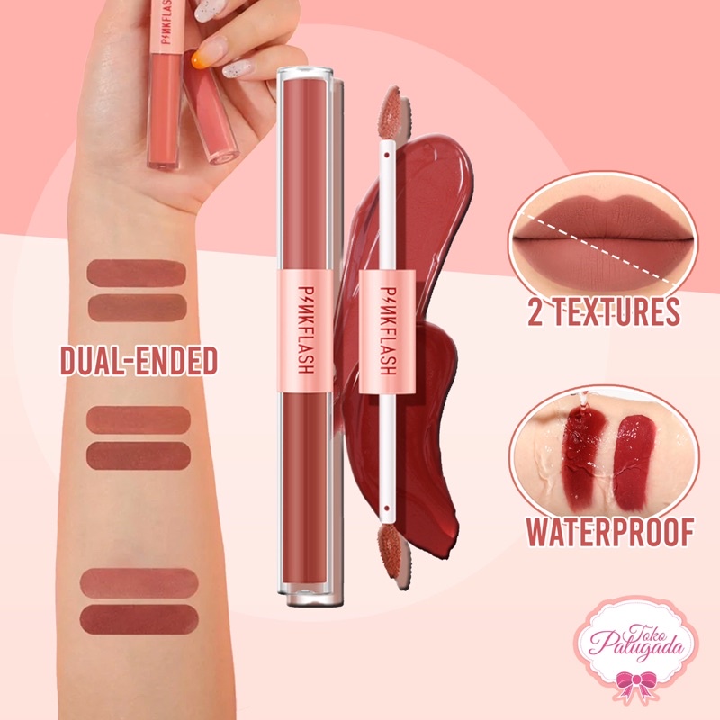 [BISA COD] PINKFLASH #DoubleSense Series 2 In 1 dual-ended lipstick - Pinkflash Duo Lipgloss - Pinkflash Lipstick - Pinkflash PF-L13