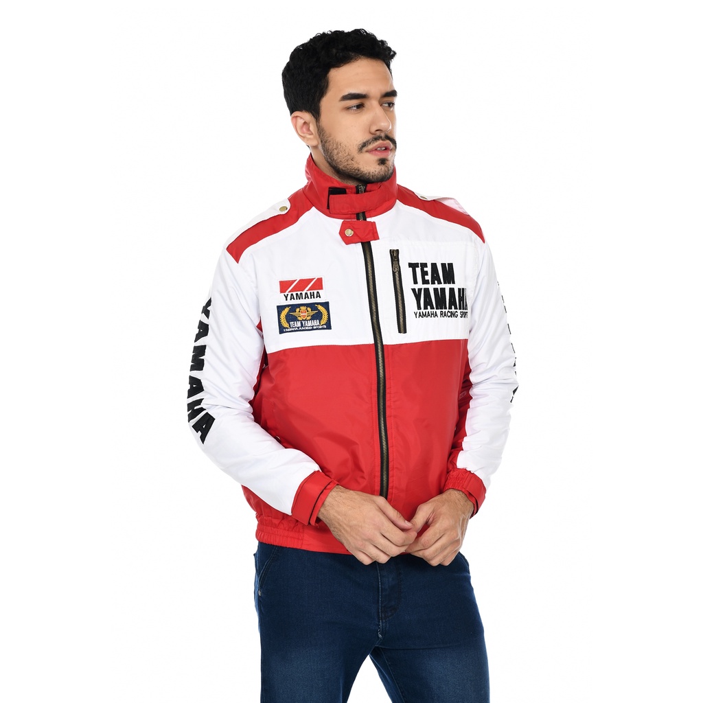 Jaket Motor Pria Yamaha Racing Team Sports Vintage Waterproof Full Bordir