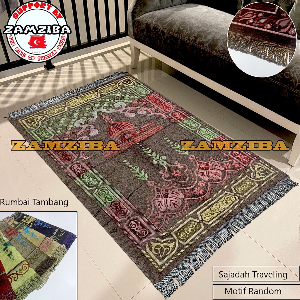 Sajadah Turki Chenil Tambang Raudah 70x110 cm Tebal Lembut Halus Timbul  Sejadah Traveling