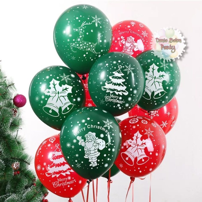 Balon Latex Merry Christmas / Balon Latex Natal 12 Inch