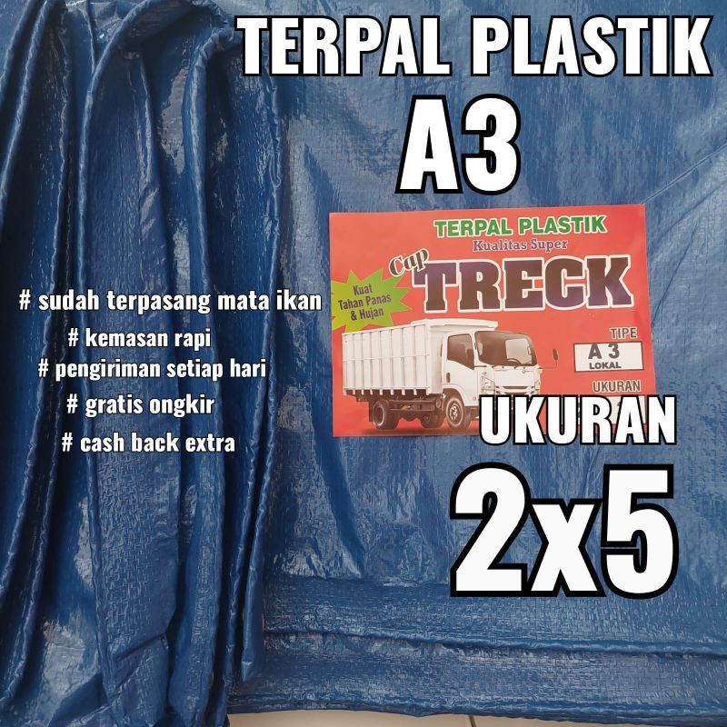 Terpal plastik A3 ukuran 2x5 meter cap TRECK